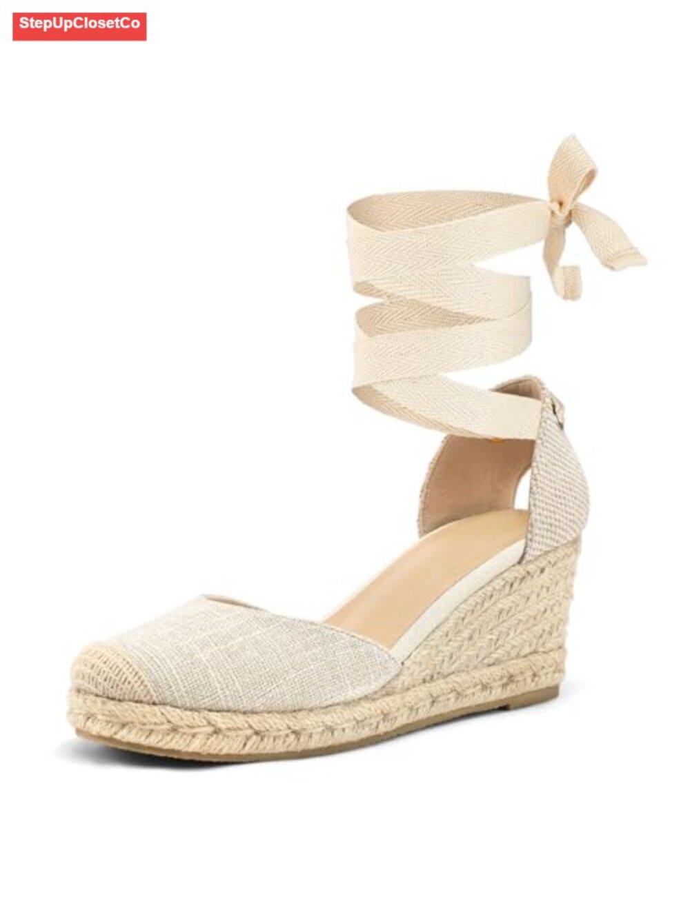 Espadrille Platform Wedge Sandals Closed Toe Ankle Strap Lace Up Summer Shoes